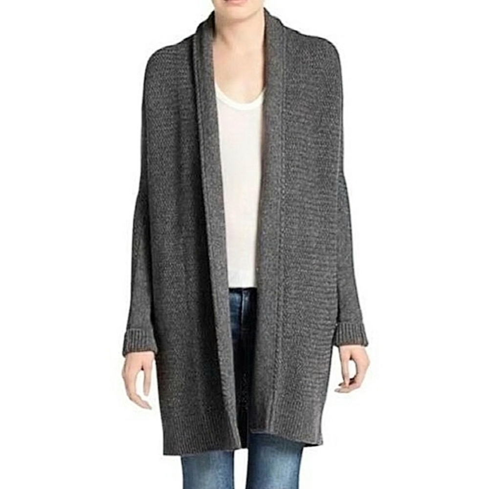 Vince. Yak Wool Blend Open Front Longline Cardigan Sweater Sz Med Gray